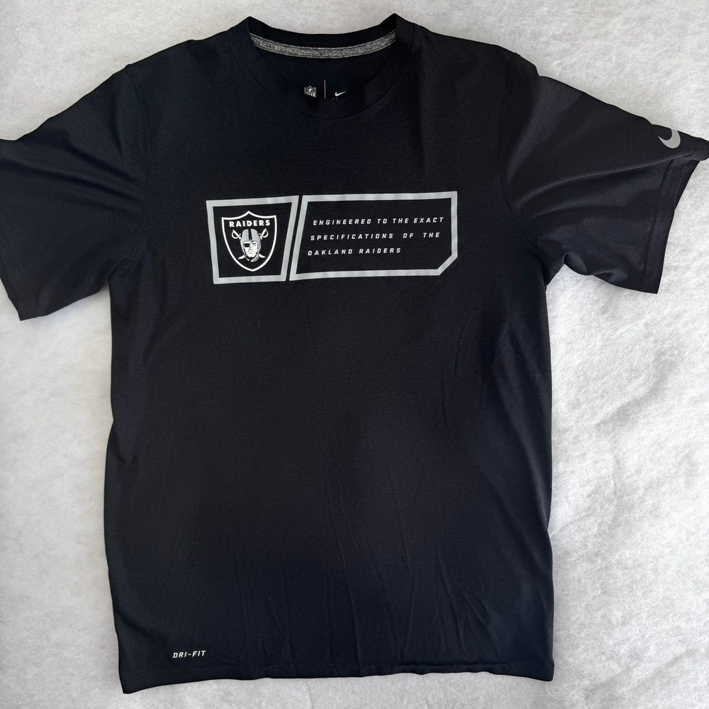 Nike NFL Oakland Raiders Dri-FIT Training T-Shirt Mens Med Black Silver Graphic